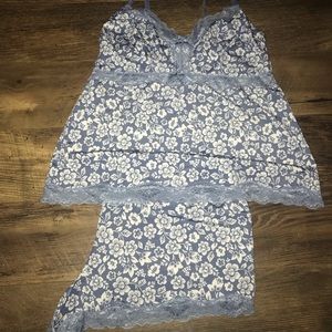 Blue Flowered Pajama Set